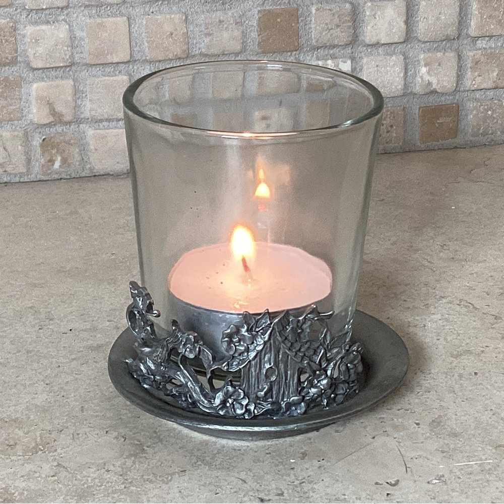 PEWTER FAIRY HOUSE 1987 VOTIVE/TEA LIGHT CANDLE HOLDER MADE IN USA by RAWCLIFFE